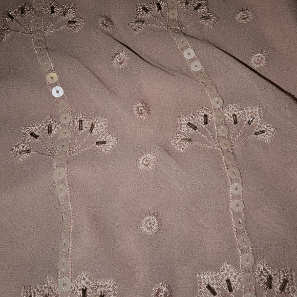 LANE BRYANT Pink Beaded long sleeve Sheer Polyester Blouse 14/16 NEW. "A" - Picture 6 of 8